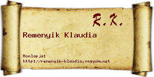 Remenyik Klaudia névjegykártya